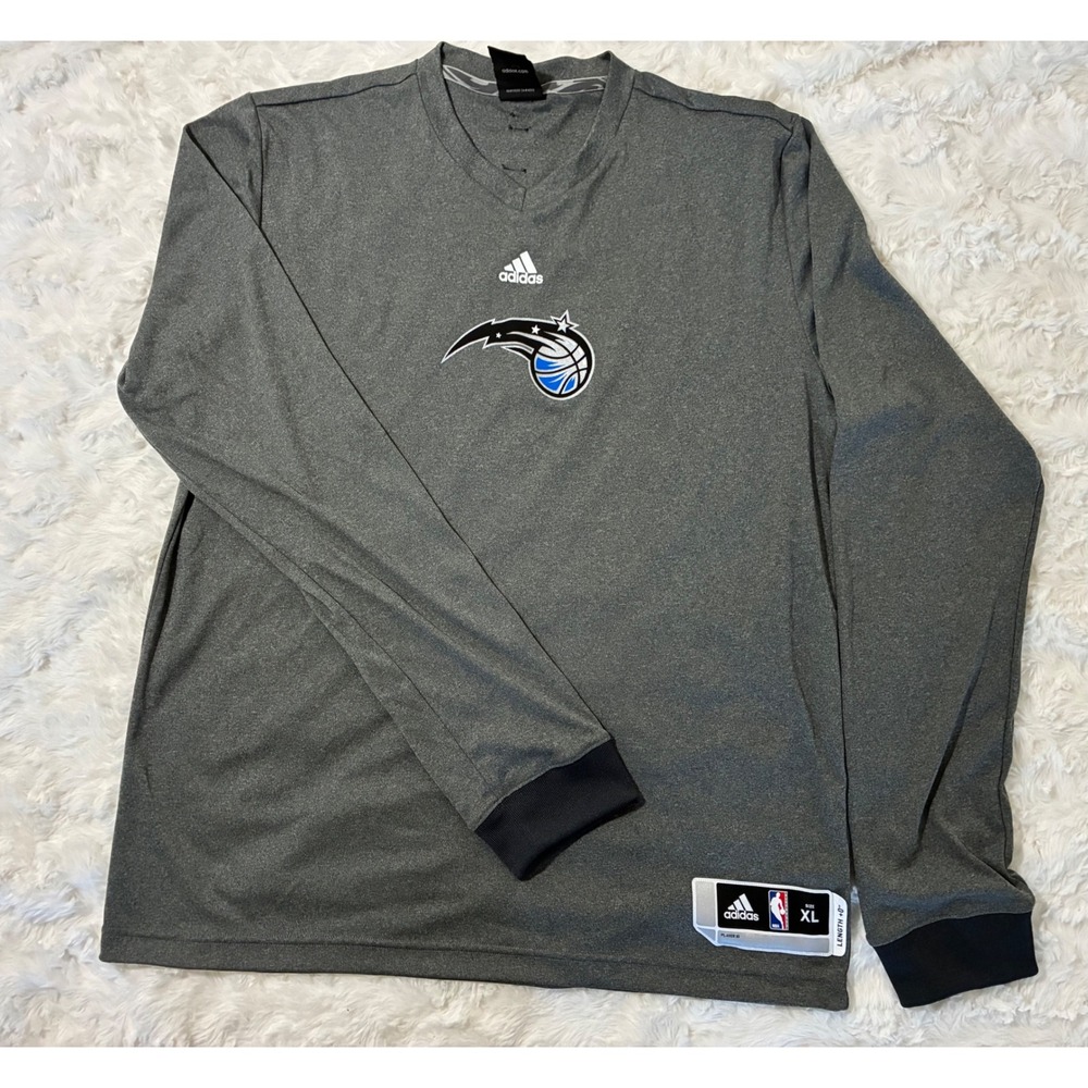 Adidas Orlando Magic NBA Long Sleeve Shooting Shirt Mens XL Gray V-Neck Training